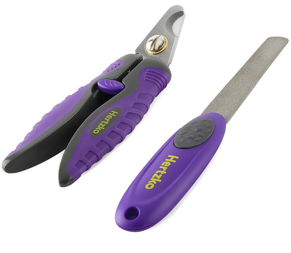 [Australia] - Hertzko Professional Pet Nail Clipper and Trimmer Sharp Stainless Steel Angled Blade for Easy Cutting - Suitable for Small to Medium Dogs and Cats - Bonus! Free Nail File Included! 