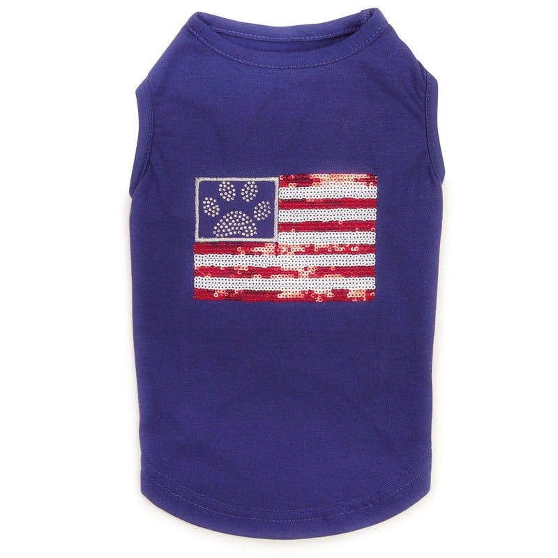 Zack & Zoey Sequin Flag UPF40 Tank Top for Dogs, Blue Large - PawsPlanet Australia