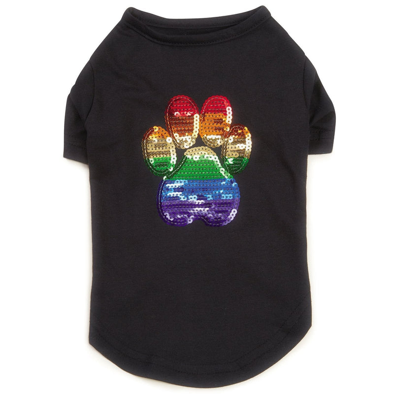 [Australia] - Casual Canine Puppy Pride Sequin UPF40 Tee Shirt for Dogs, Black Small/Medium 