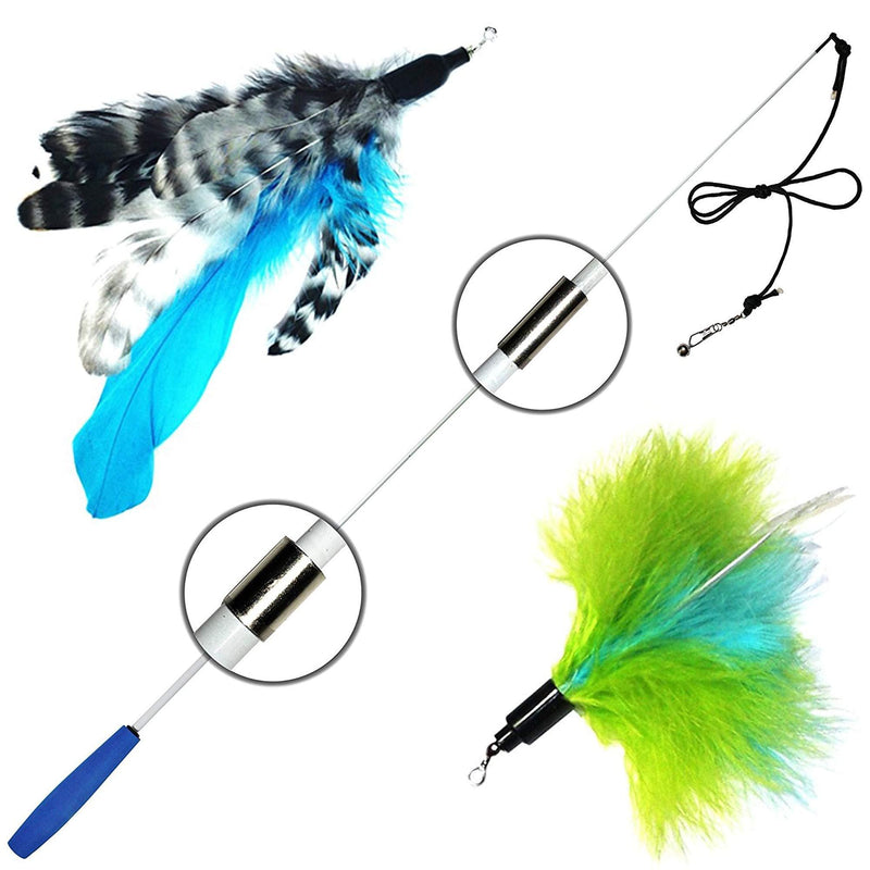 [Australia] - Pet Fit For Life Retractable Wand with 2 Feathers For Your Cat and Kitten - Cat Toy Interactive Cat Wand 