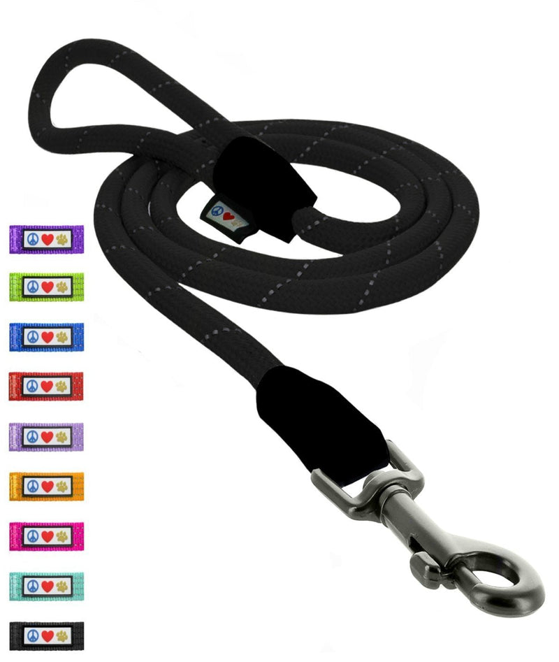 [Australia] - Pawtitas Training Dog Leash 6ft Extremely Durable Rope Leash for Dogs Premium Quality Heavy Duty Rope Lead Strong and Comfortable Medium/Large Black 