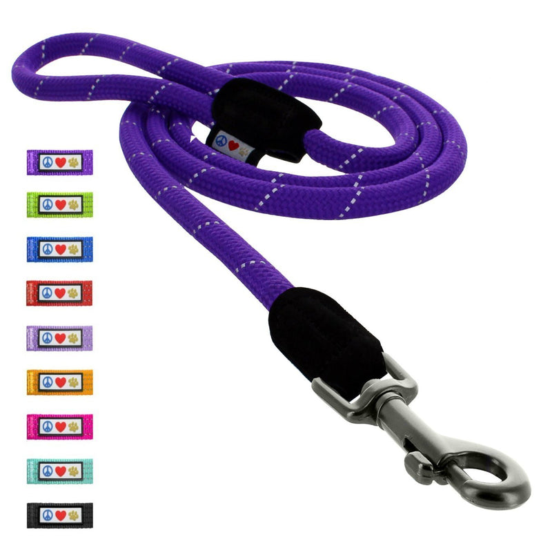 [Australia] - Pawtitas Training Dog Leash 6ft Extremely Durable Rope Leash for Dogs Premium Quality Heavy Duty Rope Lead Strong and Comfortable Medium/Large Purple 