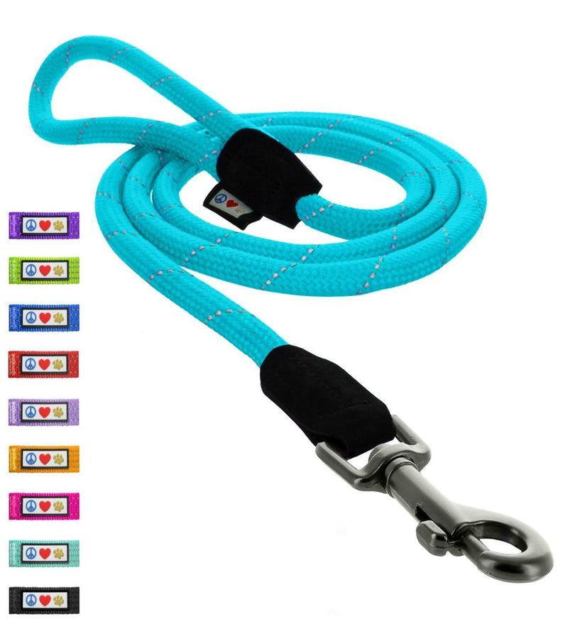 [Australia] - Pawtitas Training Dog Leash 6ft Extremely Durable Rope Leash for Dogs Premium Quality Heavy Duty Rope Lead Strong and Comfortable Medium/Large Teal 