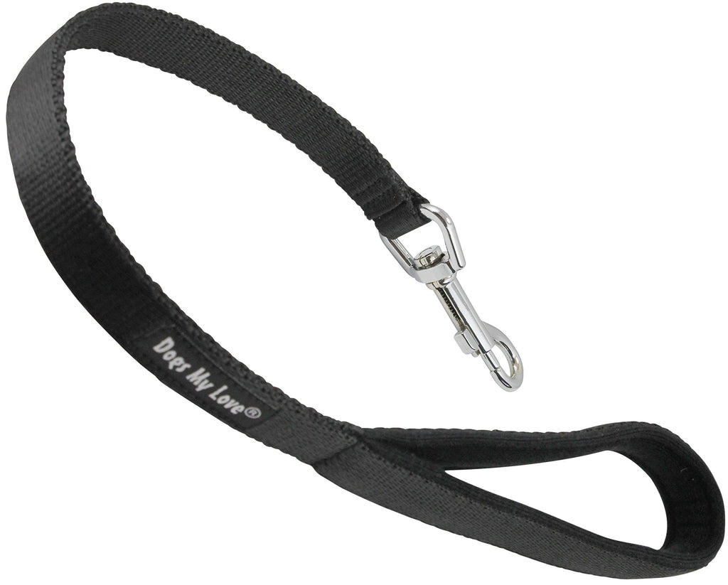 [Australia] - Short Dog Leash Padded Handle Wide Nylon Traffic Lead 22" Long Black Large: 3/4" Wide 