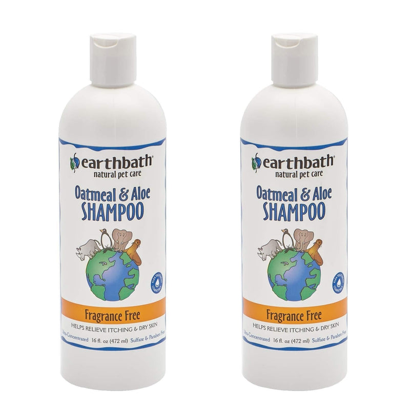 Earthbath Oatmeal & Aloe Pet Shampoo - Fragrance-Free, Relieves Itching & Dry Skin, Aloe Vera, Vitamin E, Glycerin to Moisturize - Effectively Enrich and Revive Your Pet's Coat - 16 fl. oz, Pack of 2 - PawsPlanet Australia