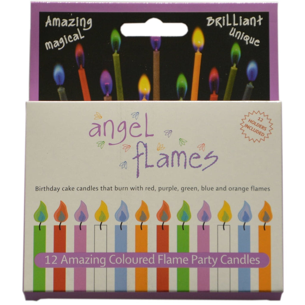Angel Flames Birthday Cake Candles with Colored Flames (12pcs per Box, Holders Included) (12, Medium) 12 - PawsPlanet Australia