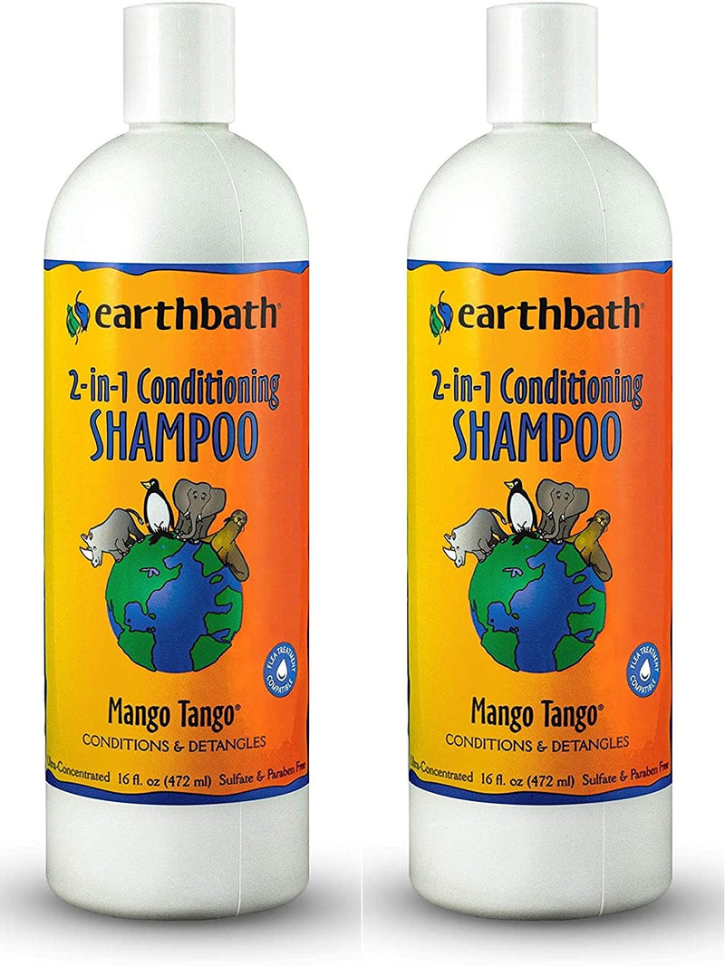 Earthbath 2-in-1 Conditioning Shampoo for Pets, Mango Tango, 16oz – Dog Shampoo and Conditioner – Conditions & Detangles – Made in USA (Pack of 2) - PawsPlanet Australia