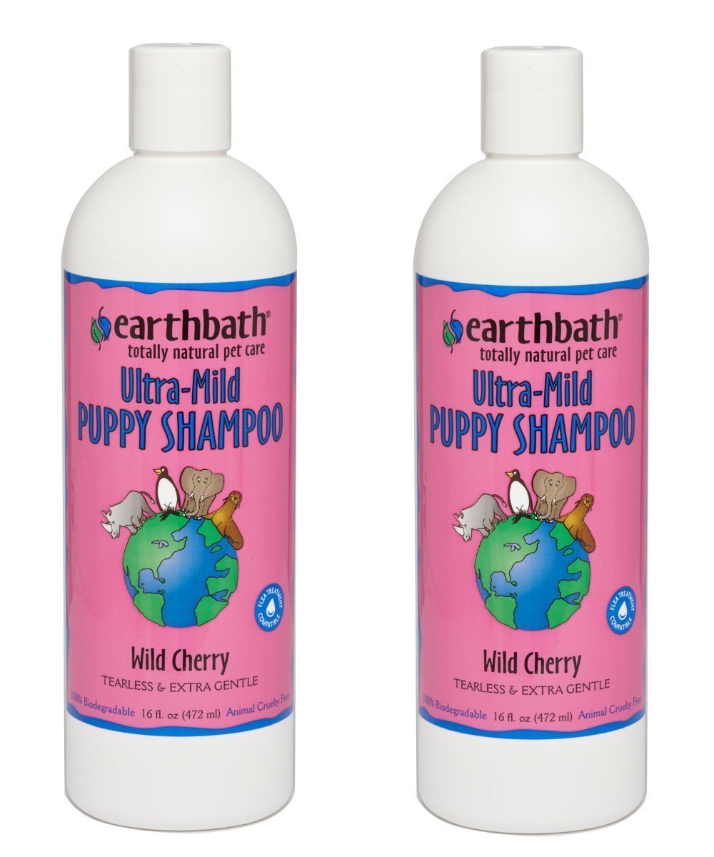 [Australia] - Earthbath Ultra-Mild Tearless Puppy Wild Cherry Shampoo for Sensitive Skin 16 ounce (2 Pack) 