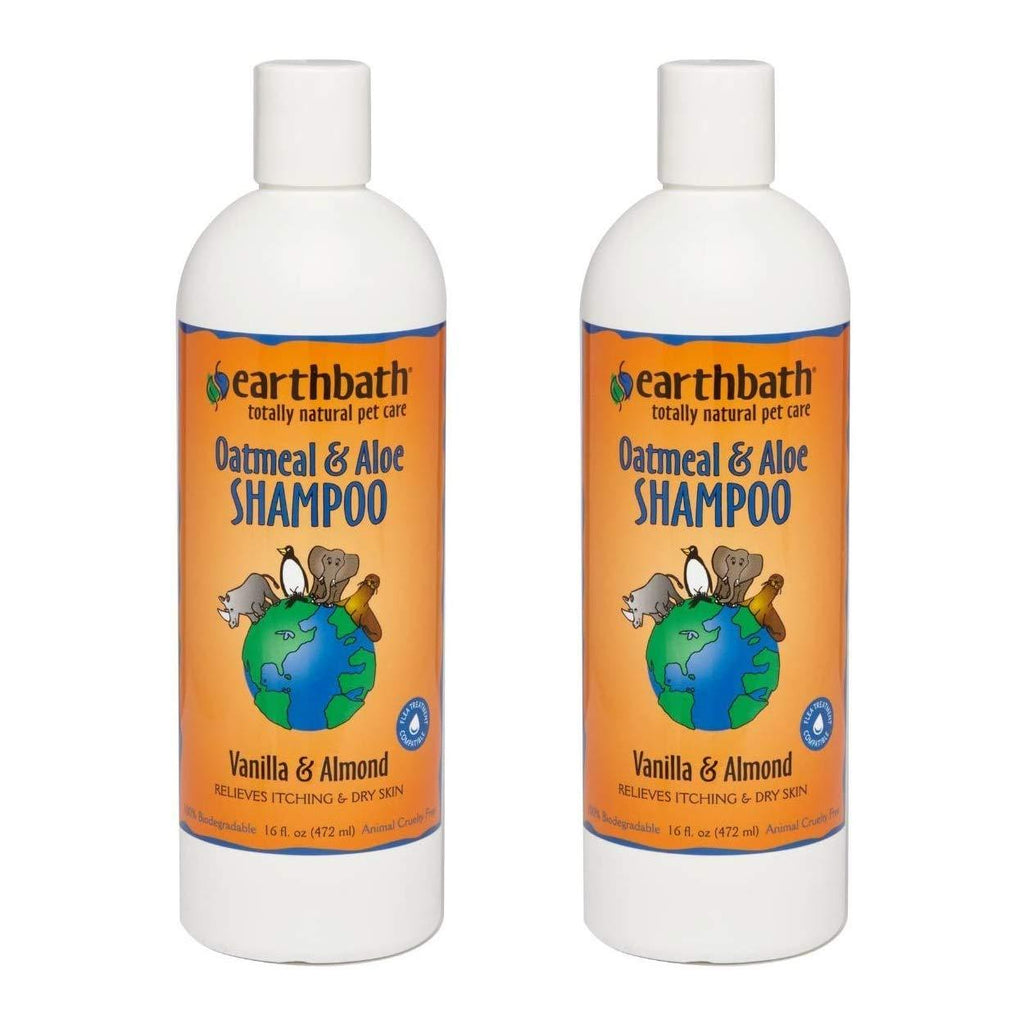 Earthbath Oatmeal & Aloe Pet Shampoo, Vanilla & Almond, 16oz – Dog Shampoo for Allergies & Itching, Dry Skin – Made in USA (Pack of 2) - PawsPlanet Australia