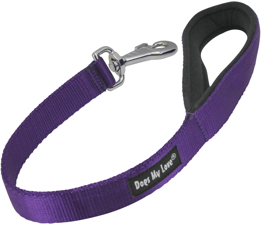 [Australia] - Short Dog Leash Padded Handle Wide Nylon Traffic Lead 22" Long Purple XLarge: 1" Wide 