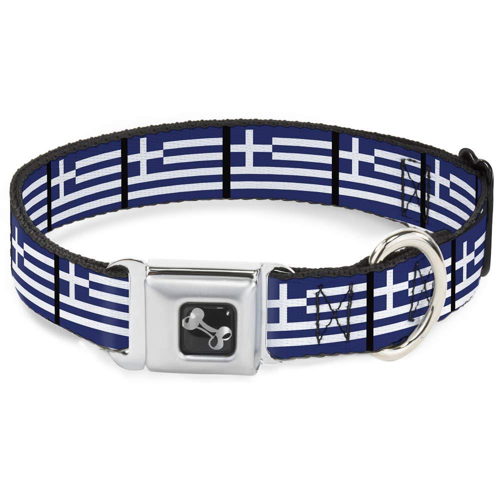 Buckle-Down Seatbelt Buckle Dog Collar - Greece Flags - 1" Wide - Fits 15-26" Neck - Large (DC-W30715-L) - PawsPlanet Australia