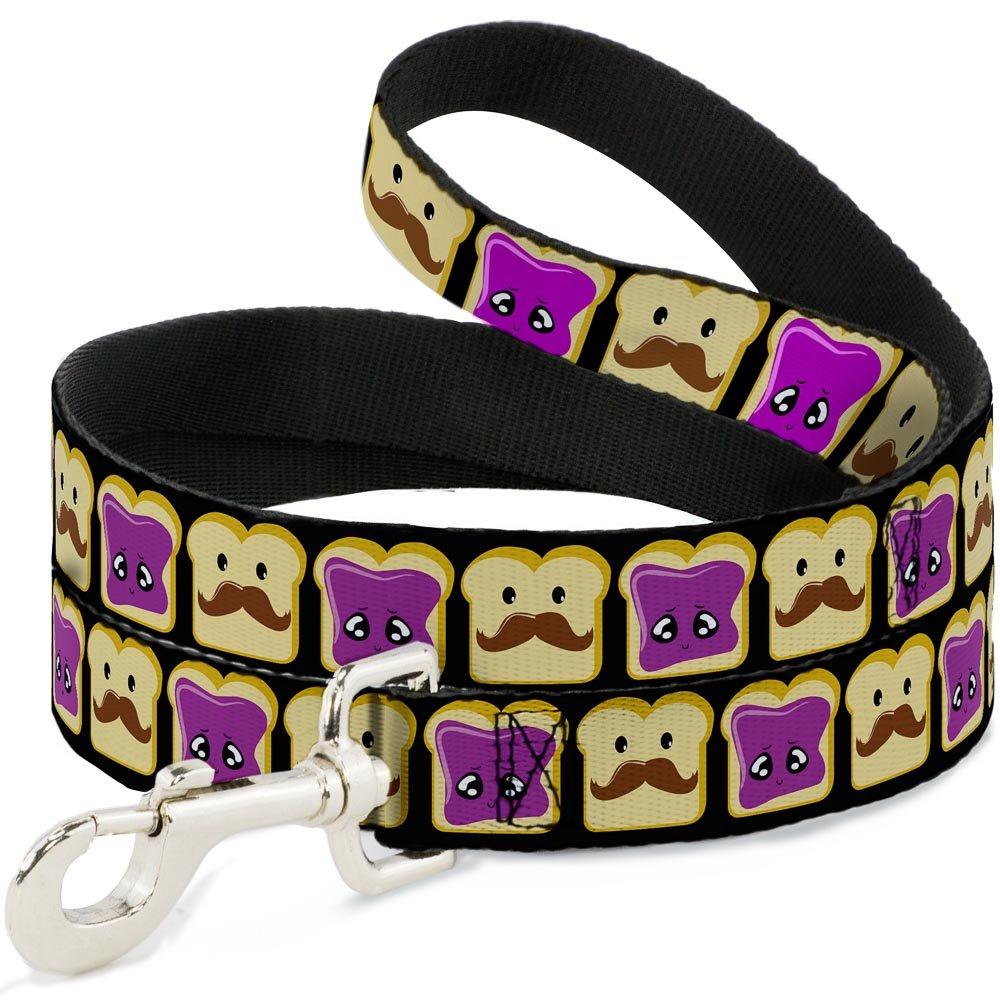 [Australia] - Buckle-Down Dog Leash Peanut Butter Mustache Jelly Available in Different Lengths and Widths for Small Medium Large Dogs and Cats 4 Feet Long - 1" Wide 