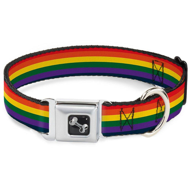 [Australia] - Buckle-Down Seatbelt Buckle Dog Collar - Rainbow 1.5" Wide - Fits 18-32" Neck - Large 