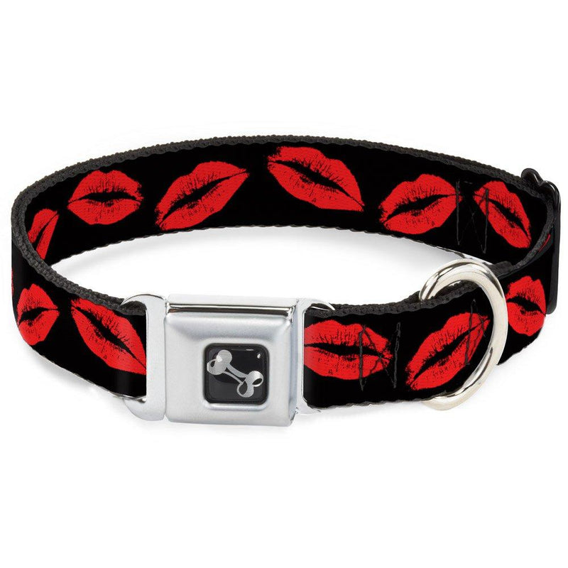 [Australia] - Buckle-Down Seatbelt Buckle Dog Collar - Kisses - 1" Wide - Fits 9-15" Neck - Small 