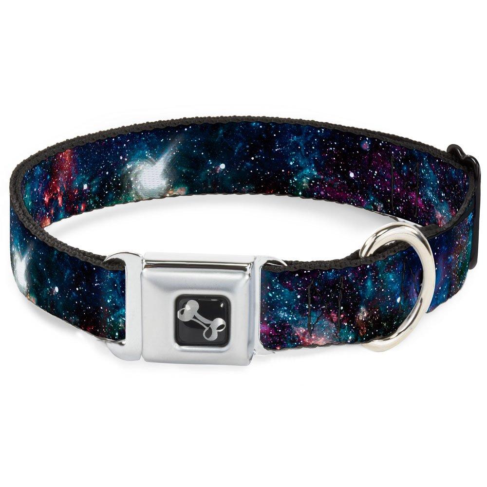 [Australia] - Buckle-Down Seatbelt Buckle Dog Collar - Galaxy Collage - 1" Wide - Fits 11-17" Neck - Medium 