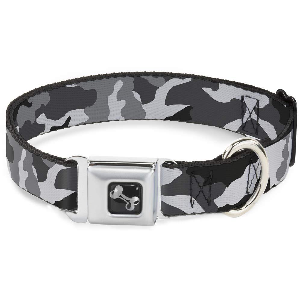 [Australia] - Buckle-Down Seatbelt Buckle Dog Collar - Camo White - 1.5" Wide - Fits 18-32" Neck - Large 