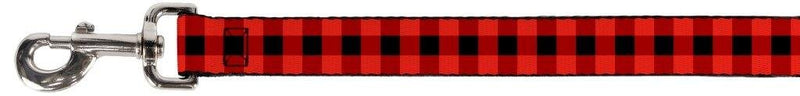 [Australia] - Dog Leash Buffalo Plaid Black Red 4 Feet Long 1.0 Inch Wide 6 Feet Long - 1.5" Wide 