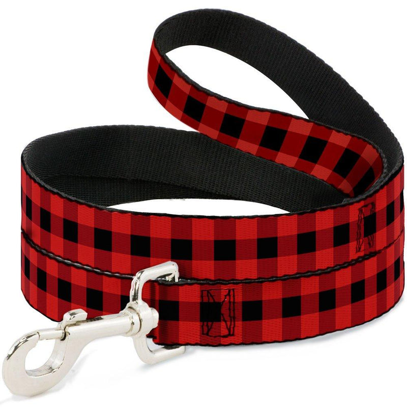 Dog Leash Buffalo Plaid Black Red 4 Feet Long 1.0 Inch Wide 4 Feet Long - 1" Wide - PawsPlanet Australia