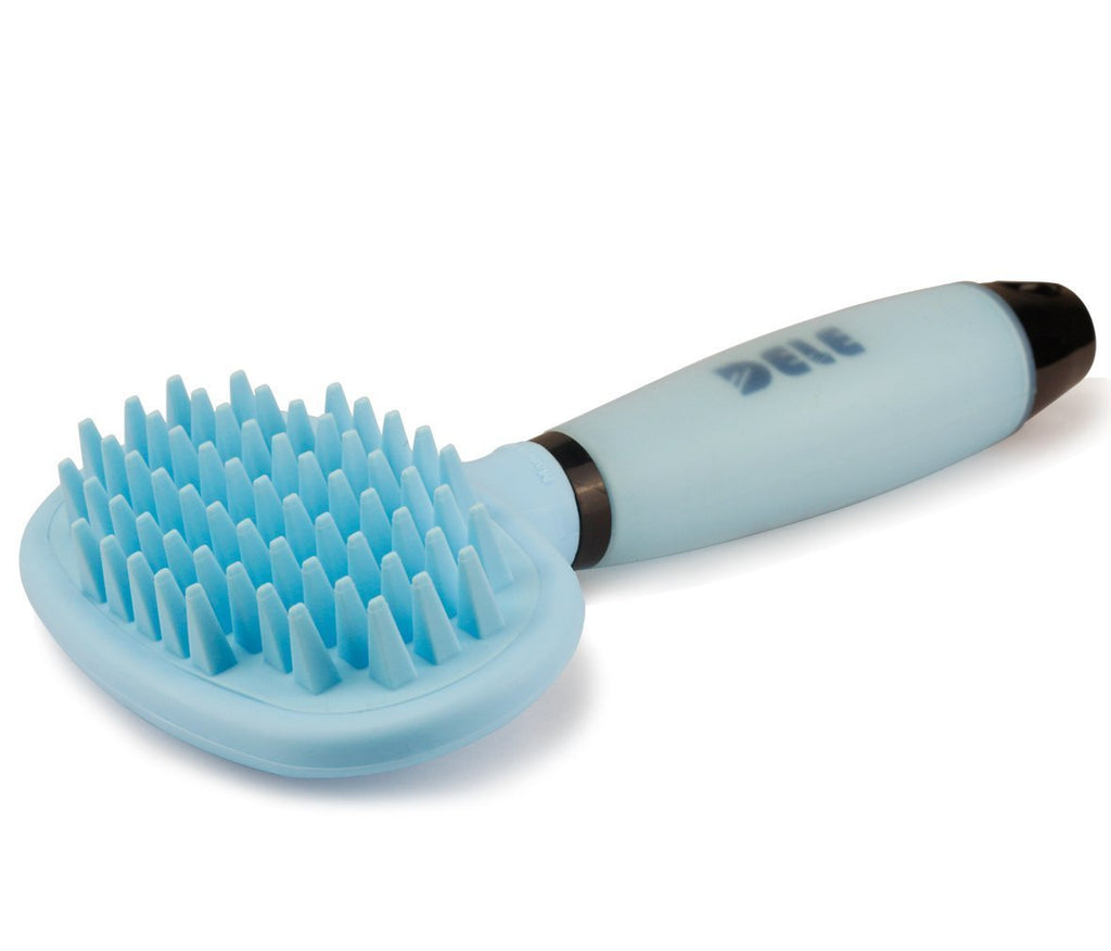 [Australia] - DELE Dog Massage Brush, Curry Comb for Dogs, Pet Bath Brush with Memory Gel Shedding Tools for Short to Long Smooth Hair Blue 