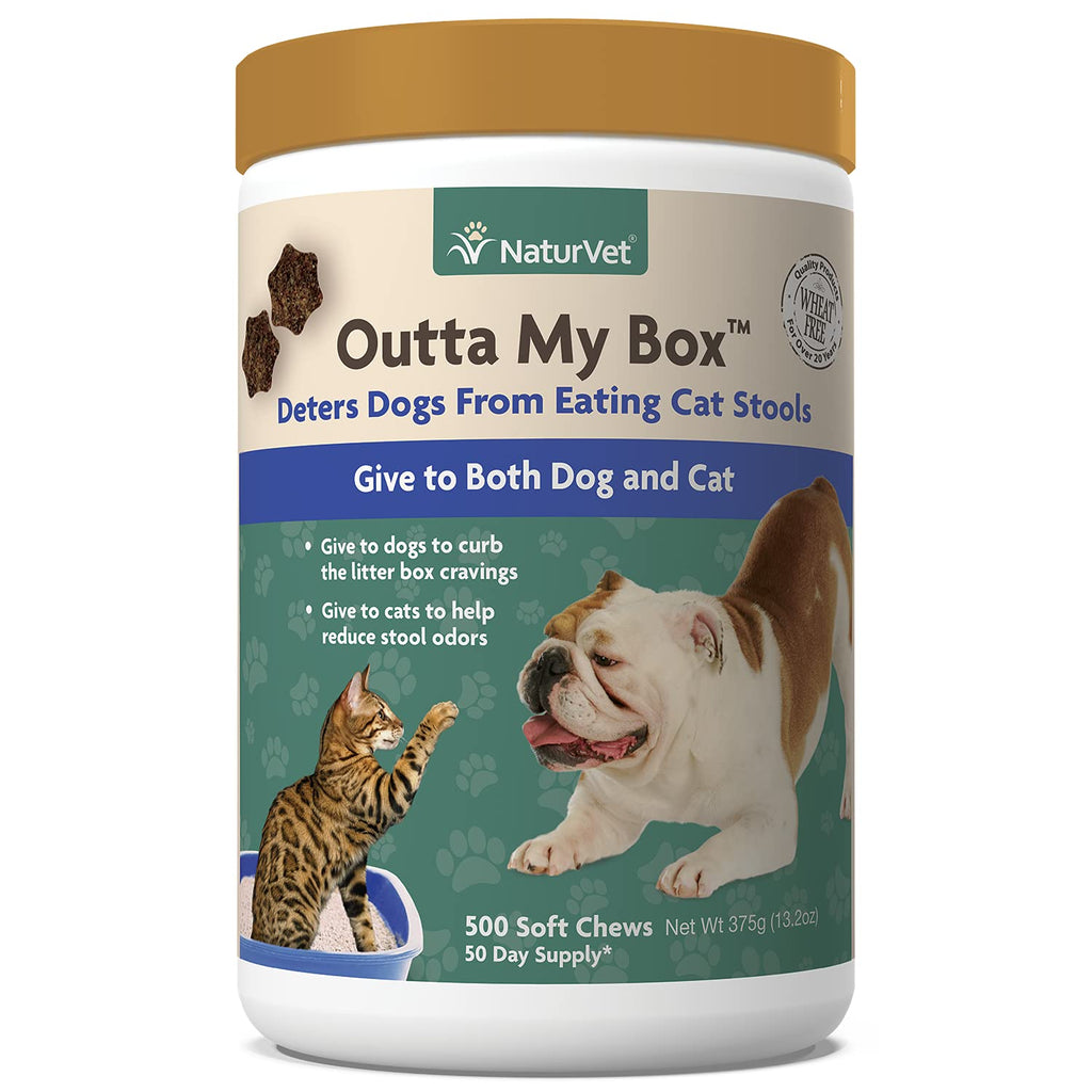 NaturVet – Outta My Box – 500 Soft Chews – Deters Dogs from Eating Cat Stools – Reduces Cat Stool Odors – For Dogs & Cats – 50 Day Supply - PawsPlanet Australia