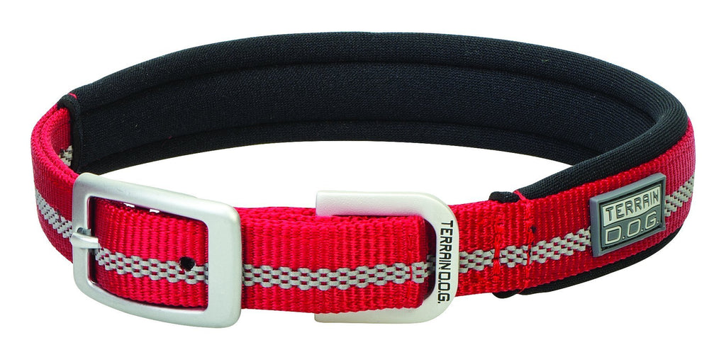 [Australia] - Terrain D.O.G. Reflective Neoprene Lined Dog Collar 19" (17 - 20 in., 1 in. width) Red 
