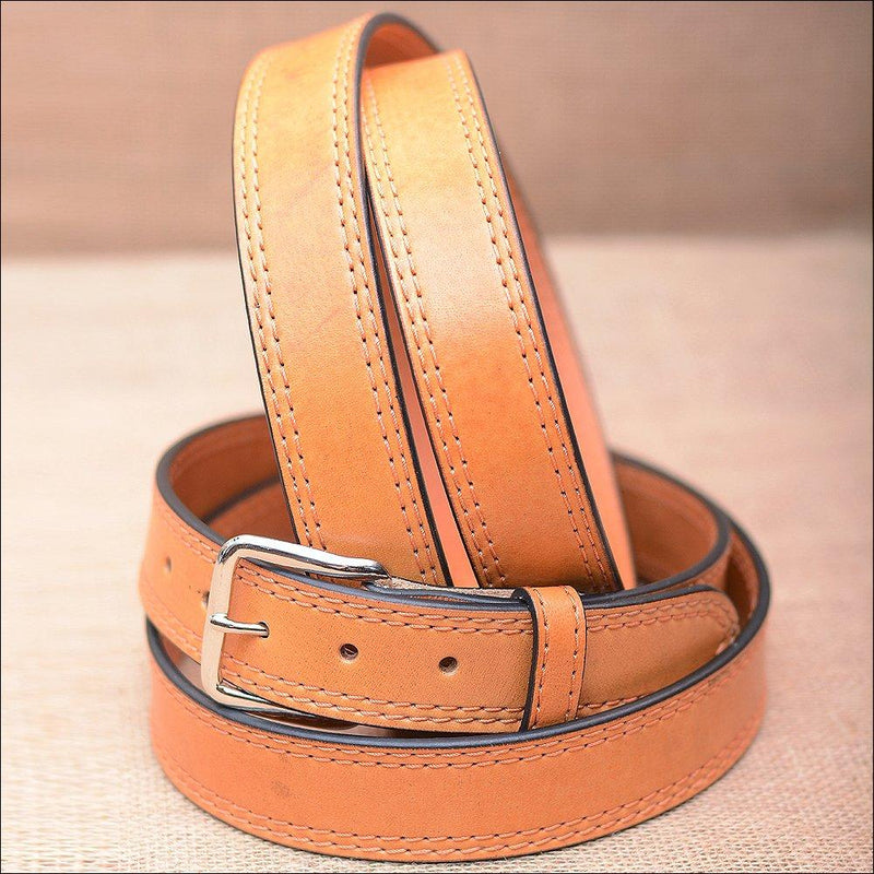 [Australia] - HILASON 30" Hand Made Heavy Duty Buffalo Hide Leather Stitched Belt 