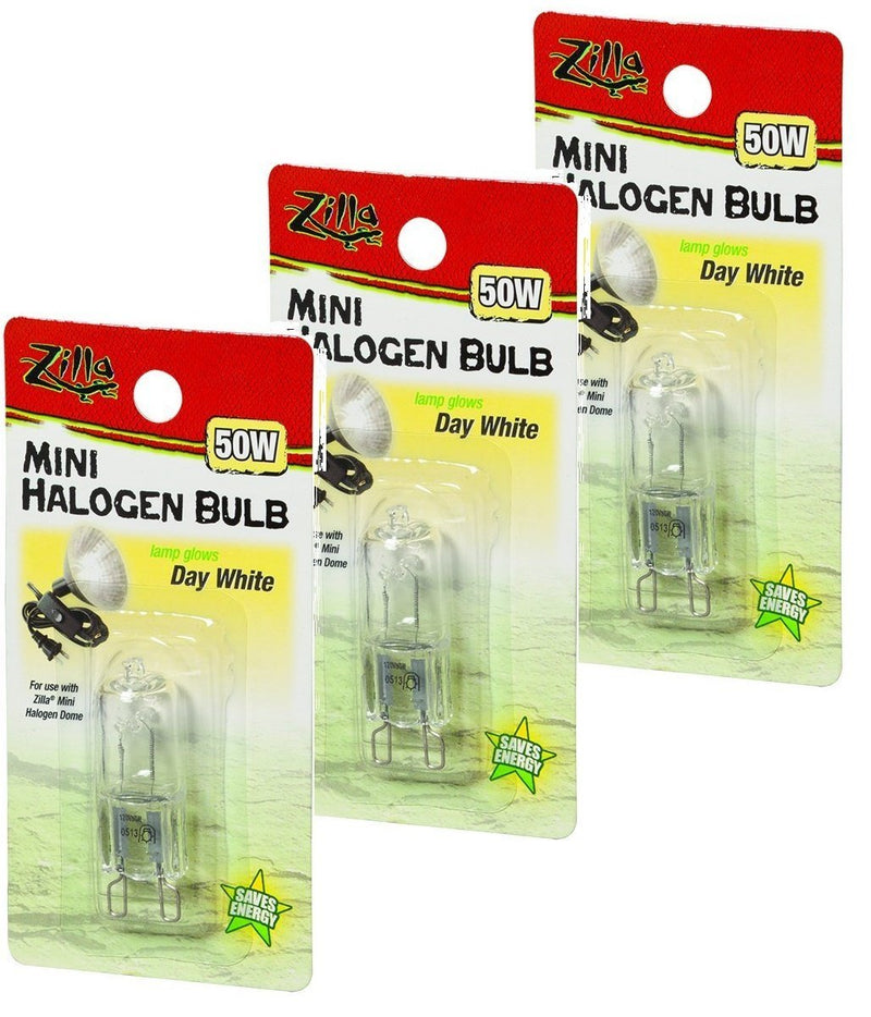 [Australia] - Zilla Mini Halogen Lamp Reptile Bulb, 50-watt, Day White (3 Pack) 