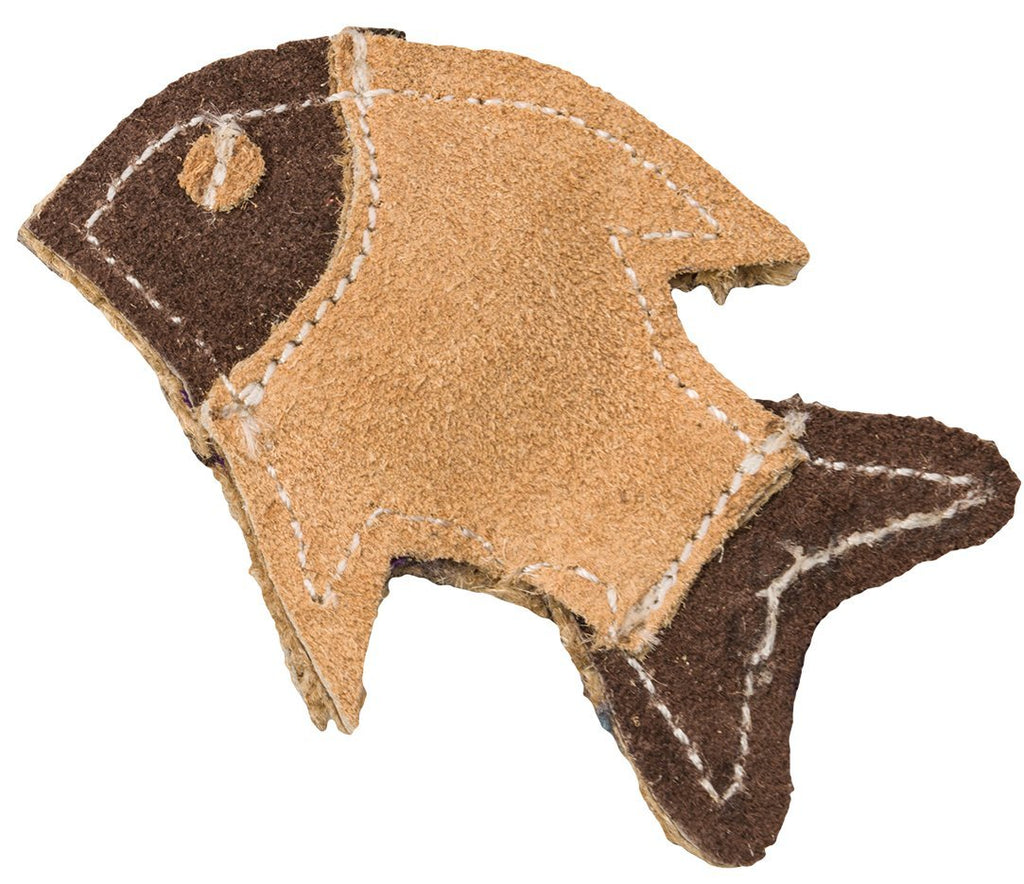 [Australia] - SPOT Ethical Pets Dura Fused Leather Fish Cat Toy, 4" 