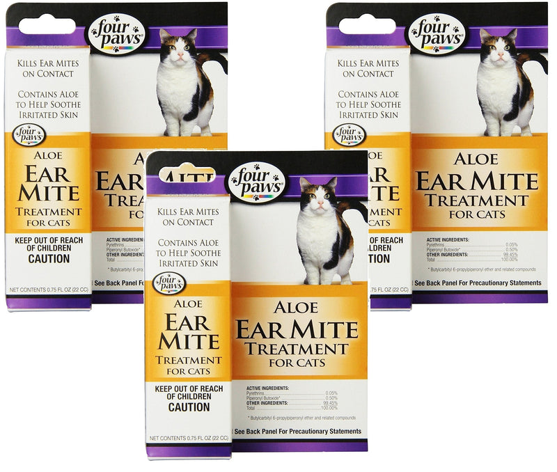 Four Paws Cat Ear Mite Remedy, 0.75oz Each (3 Pack) - PawsPlanet Australia