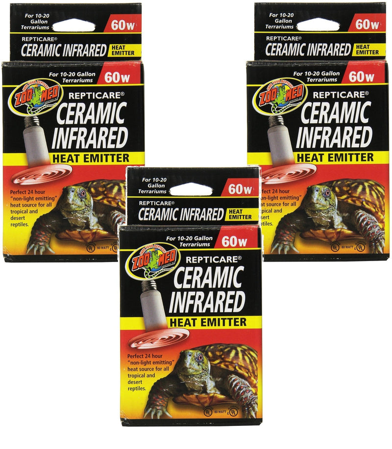 [Australia] - (3 Pack) Zoo Med ReptiCare Ceramic Infrared Heat Emitters 60 Watts 