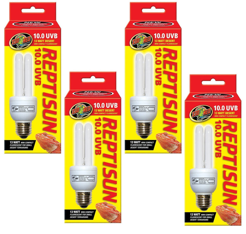 Zoo Med ReptiSun 10.0 UVB Mini Compact Fluorescent 13 Watt (4 Pack) - PawsPlanet Australia