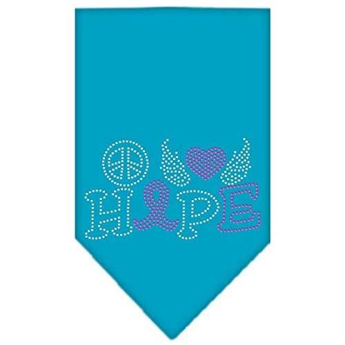Peace Love Hope Breast Cancer Rhinestone Pet Bandana Large Turquoise - PawsPlanet Australia