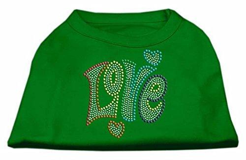 [Australia] - Mirage Pet Products 10" Technicolor Love Rhinestone Pet Shirt Emerald, Small, Green 