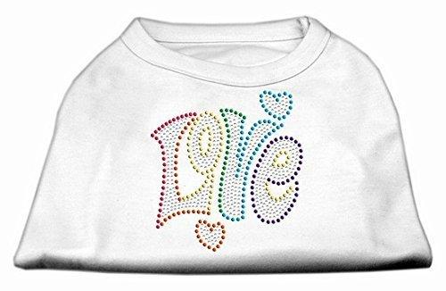 [Australia] - Mirage Pet Products 16" Technicolor Love Rhinestone Pet Shirt White X-Large 