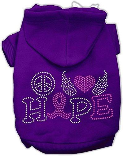 [Australia] - Mirage Pet Products 12" Peace Love Hope Breast Cancer Rhinestone Pet Hoodie Purple Medium 