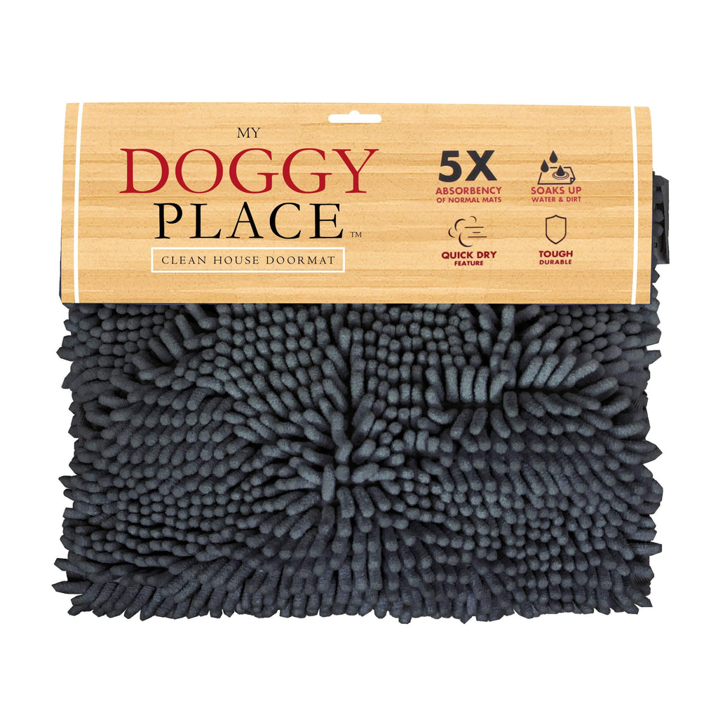 [Australia] - My Doggy Place - Ultra Absorbent Microfiber Chenille Dog Bath Dry Towel with Hand Pockets, Durable, Quick Drying, Washable, Prevent Mud Dirt Charcoal 