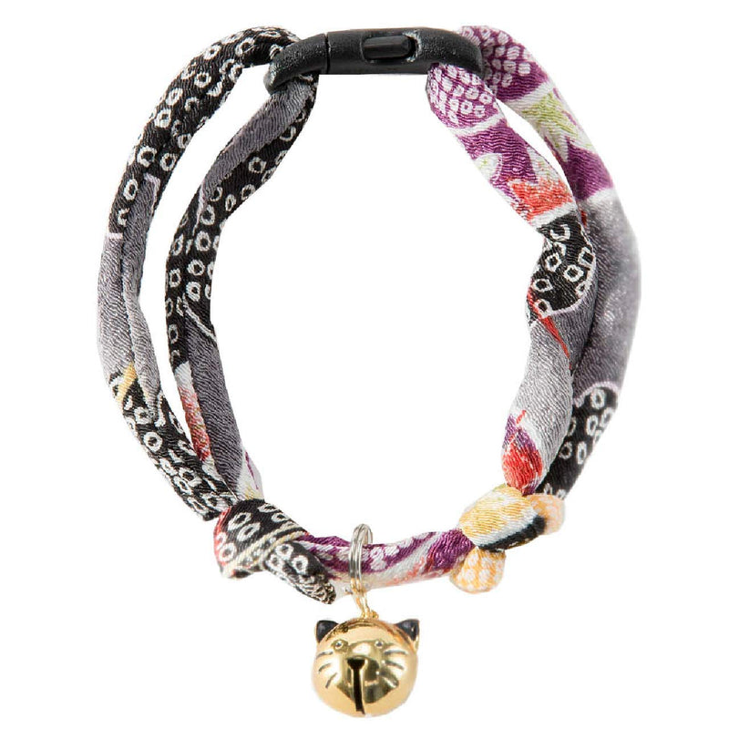 Necoichi Chirimen Hanabi Fireworks Cat Collar, Handcrafted in Japan, 1 Size fits All Gray - PawsPlanet Australia