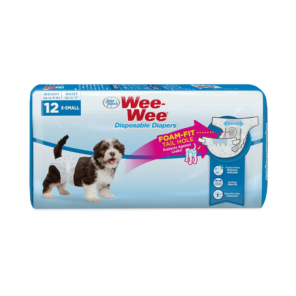 Four Paws Wee-Wee Disposable Dog Diapers 12 Count X-Small - PawsPlanet Australia