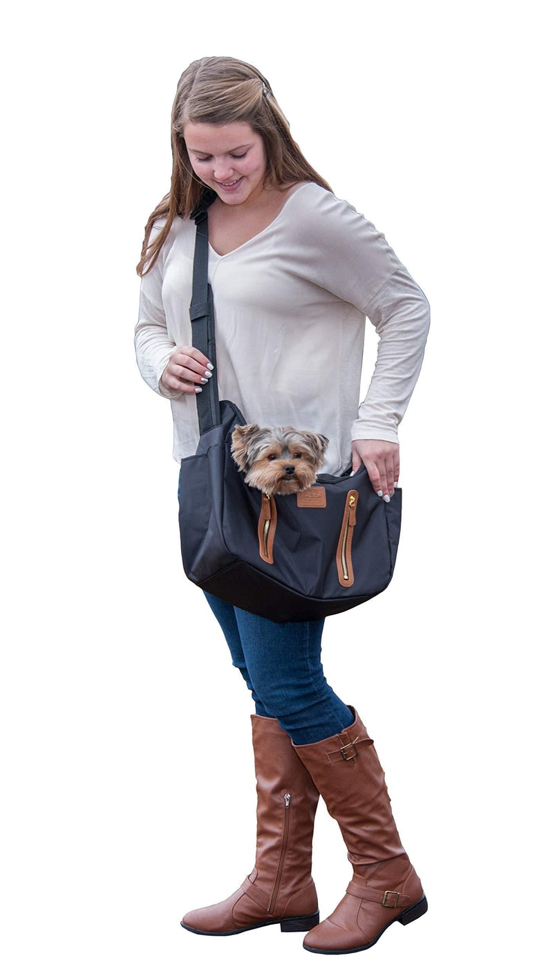 [Australia] - Pet Gear R&R Sling Carrier for Cats/Dogs, Storage Pockets, Removable Washable Liner, Zippered Top with Mesh Window Black 