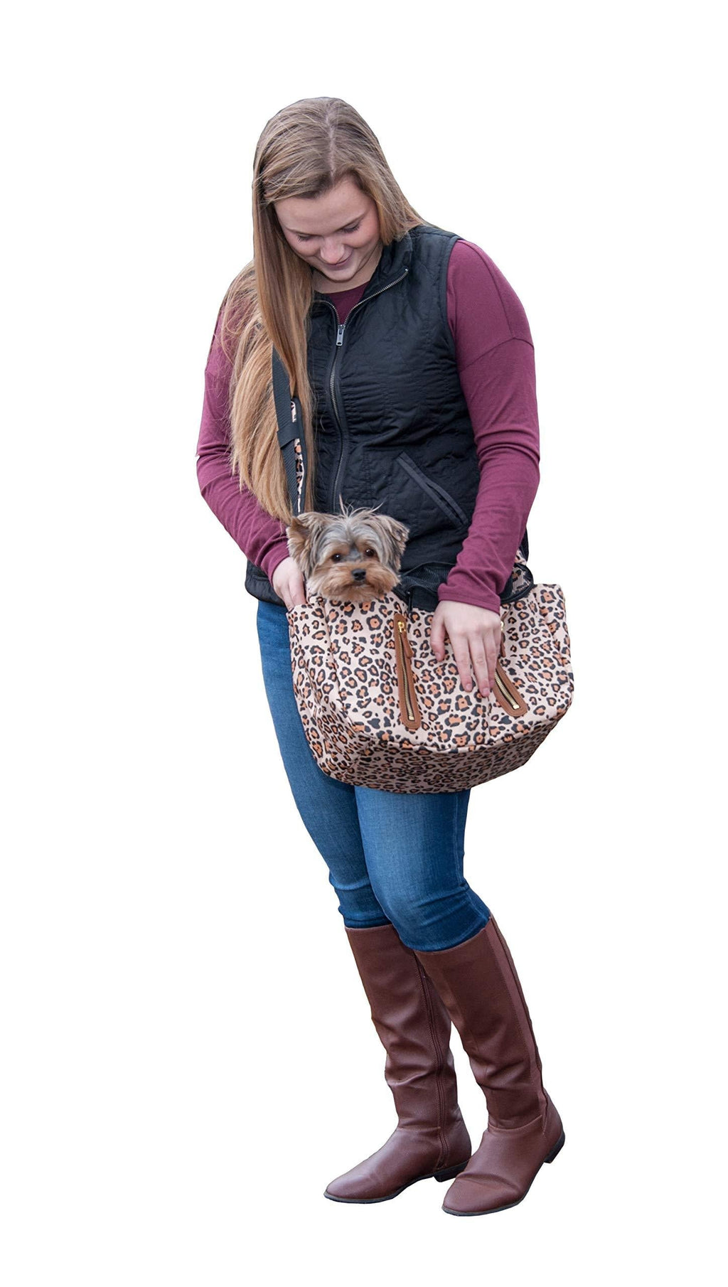 [Australia] - Pet Gear R&R Sling Carrier for Cats/Dogs, Storage Pockets, Removable Washable Liner, Zippered Top with Mesh Window Jaguar 