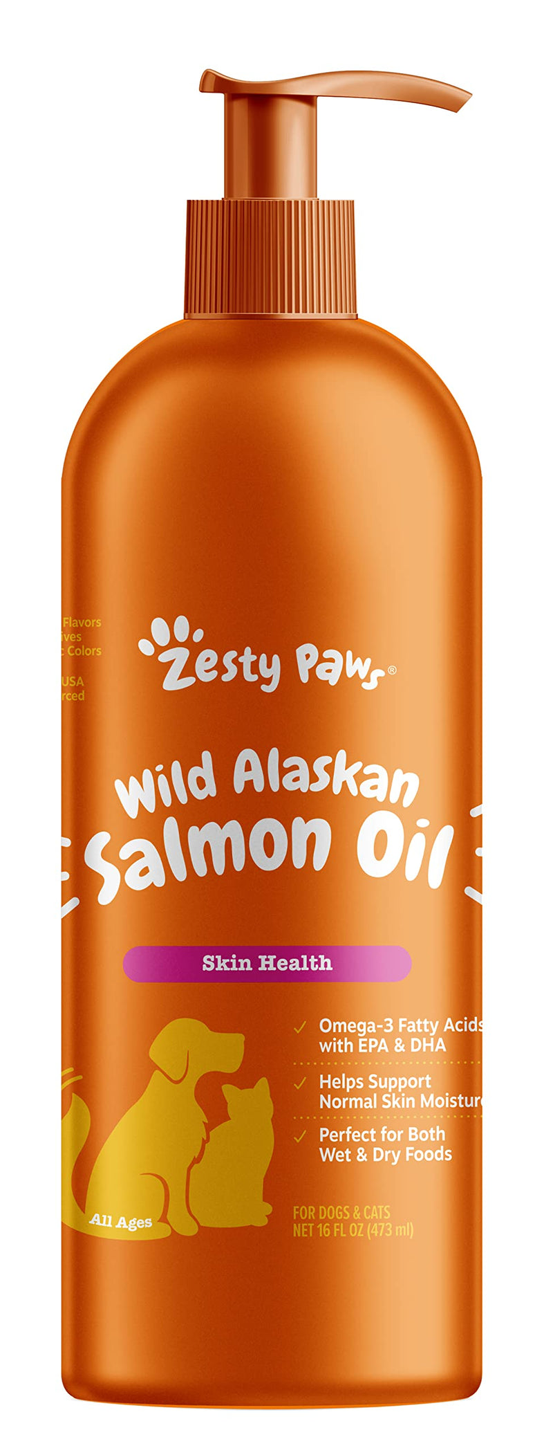 Pure Wild Alaskan Salmon Oil for Dogs & Cats - Supports Joint Function, Immune & Heart Health - Omega 3 Liquid Food Supplement for Pets - Natural EPA + DHA Fatty Acids for Skin & Coat - 16 FL OZ - PawsPlanet Australia