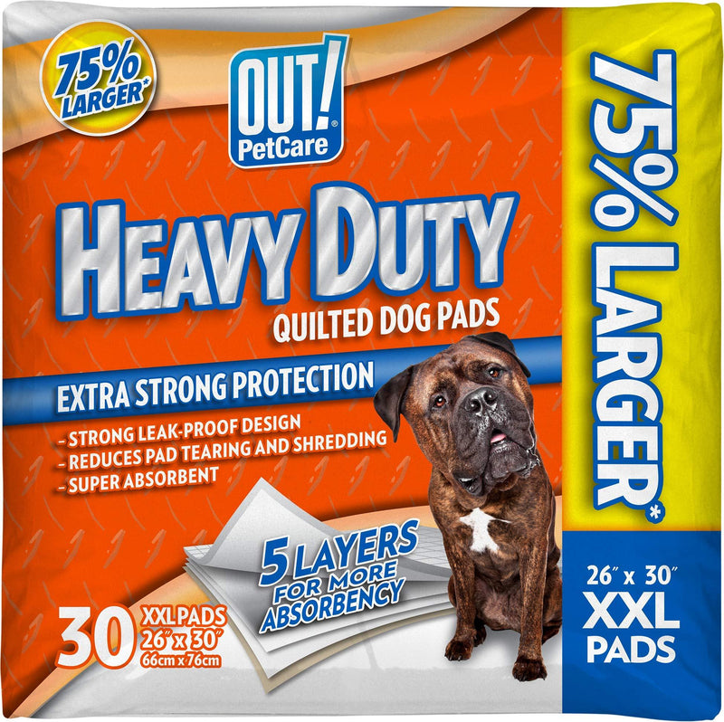 OUT! Heavy Duty XXL Dog Pads | Absorbent Pet Training and Puppy Pads | 30 Pads | 26 x 30 Inches - PawsPlanet Australia