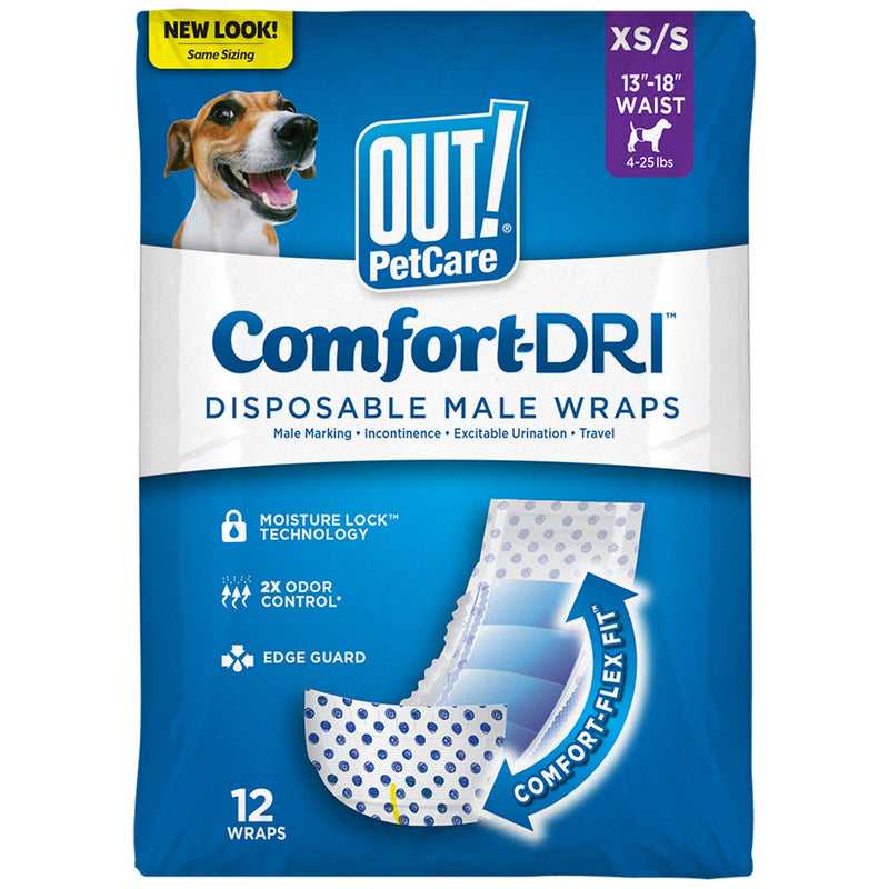 Out! Pet Care Disposable Male Dog Diapers XS/S 12 ct - PawsPlanet Australia