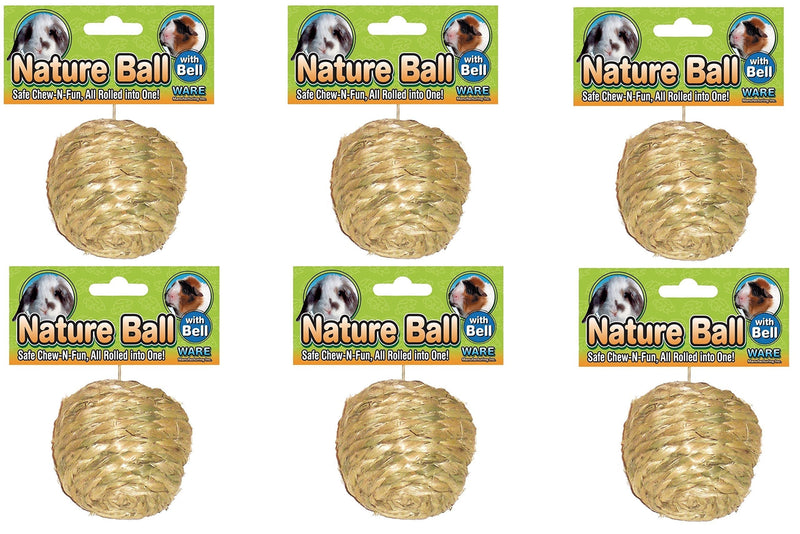 [Australia] - (6 Pack) Ware Natural Sisal Ball Toy for Small Pets, Medium 