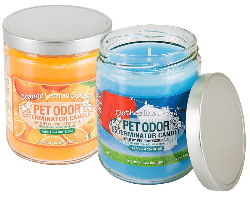 Pet Odor Specialty Pet Products Exterminator, 13 Ounce Orange Lemon Splash Jar Candle and 13 Ounce Clothesline Fresh Jar Candle - PawsPlanet Australia