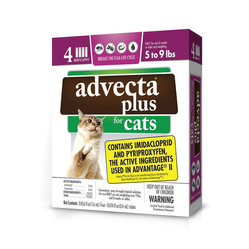 Advecta Plus Flea Squeeze-On, Flea Prevention for Cats, 4 Month Supply Cats 5-9 lbs - PawsPlanet Australia