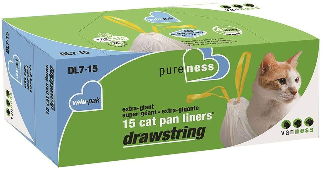 Van Ness DL715 Pureness Extra Giant Drawstring Cat Pan Liner, 45-Count (3 x 15 Count Boxes) 45 Liners - PawsPlanet Australia