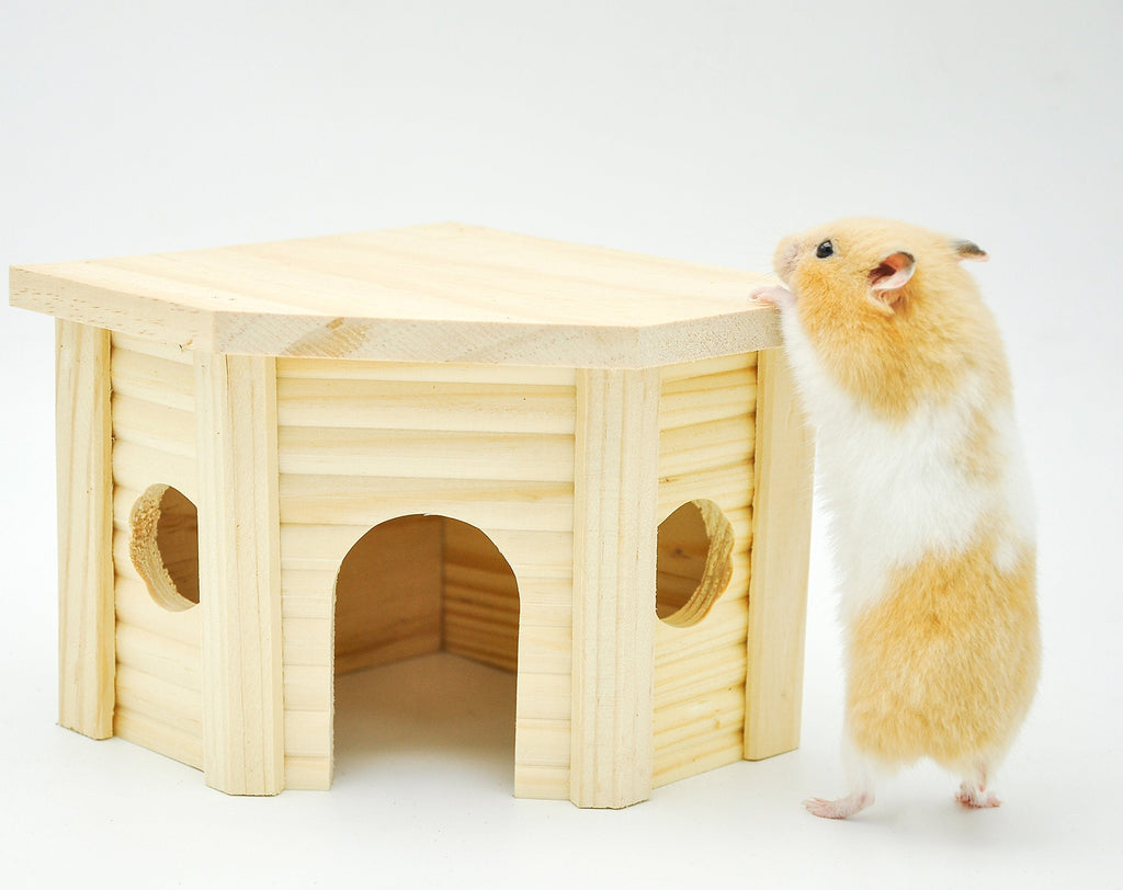 [Australia] - Niteangel Wooden Hamster House, Small Animal Nesting Habitat 