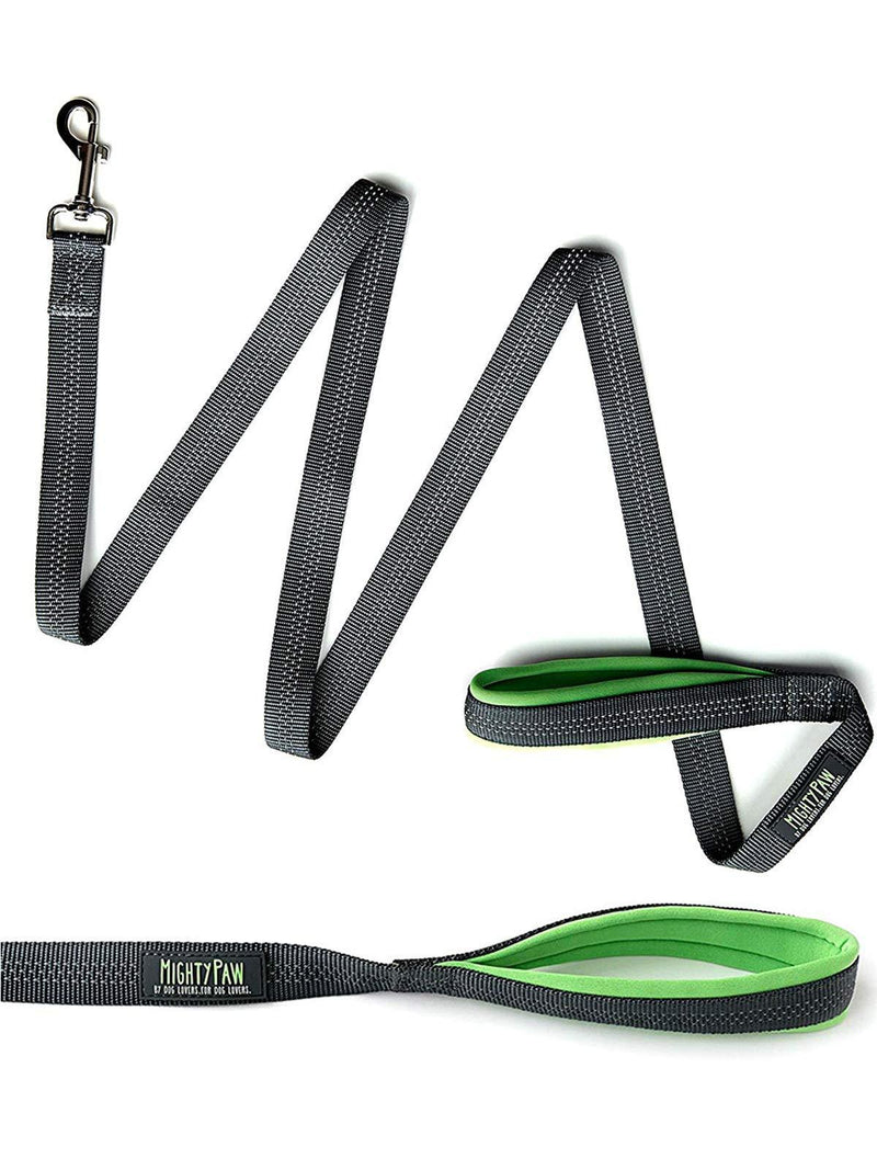 [Australia] - Mighty Paw Reflective Dog Leash - 6 Feet, Premium Quality Dog Leash with Neoprene Padded Handles Grey/Green 