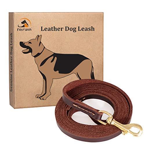 Fairwin Leather Dog Leash 6 Foot (5.6 Foot) - Leather Slip Collar Dog Leash - Genuine Handmade 6 ft Leather Leashes for Medium or Small Dog Training and Walking No Slip Leash 3/8" x 5 foot - PawsPlanet Australia